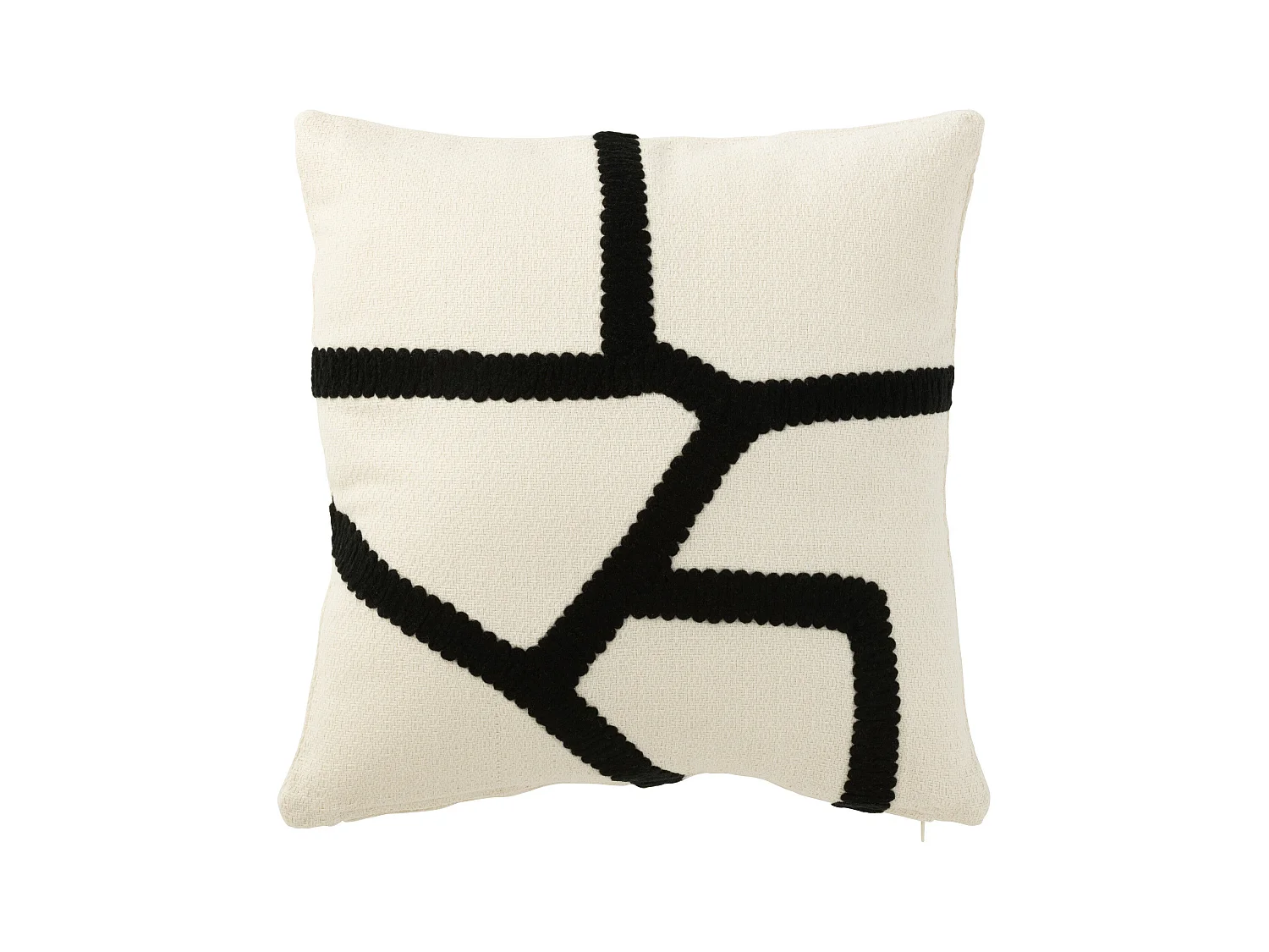 Coussin Déco "Ligne" 43x43cm Blanc & Noir