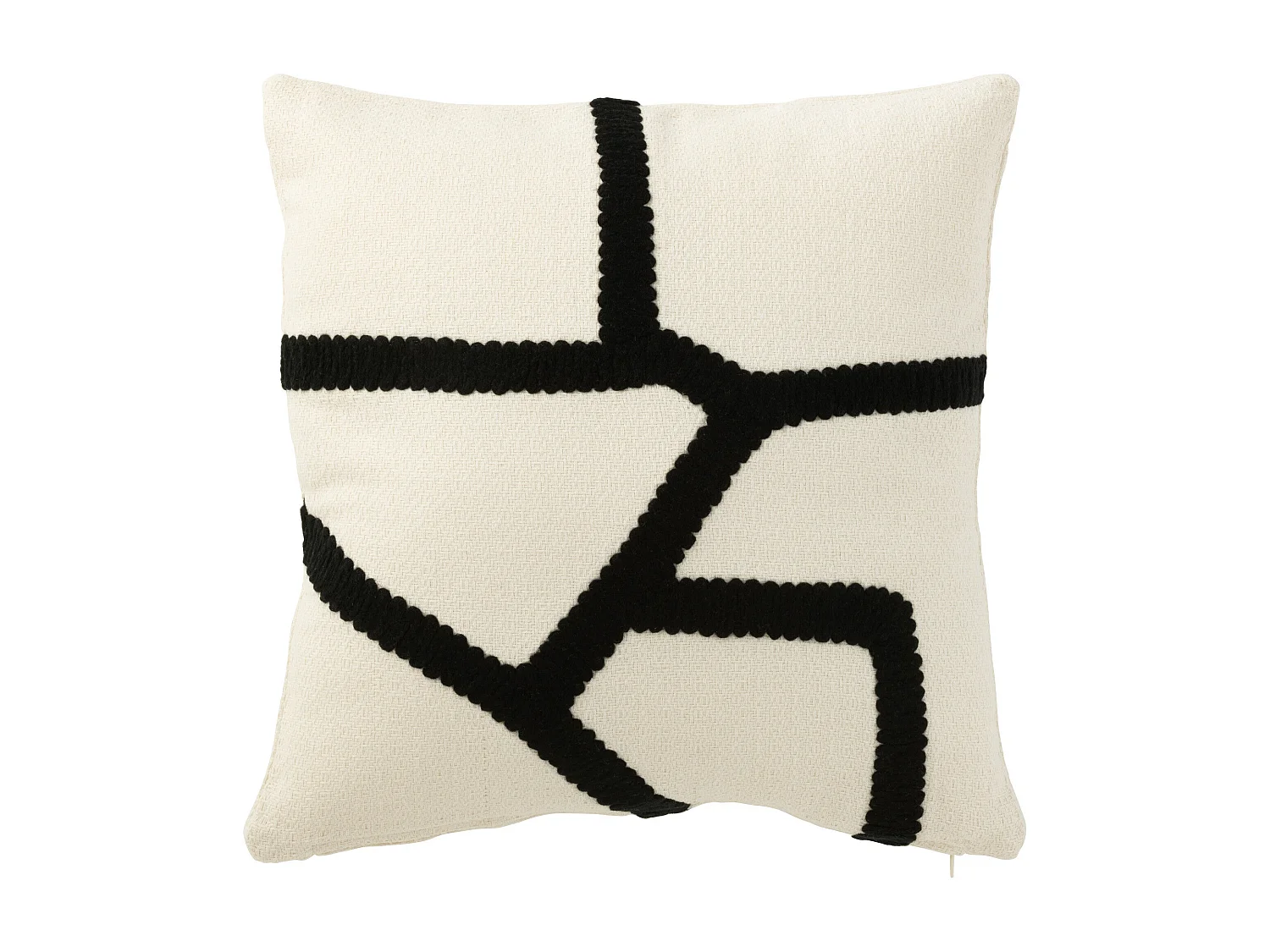 Coussin Déco "Ligne" 43x43cm Blanc & Noir