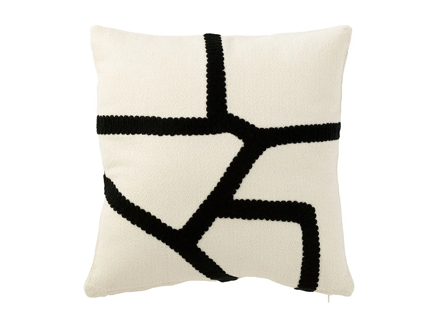 Coussin Déco "Ligne" 43x43cm Blanc & Noir