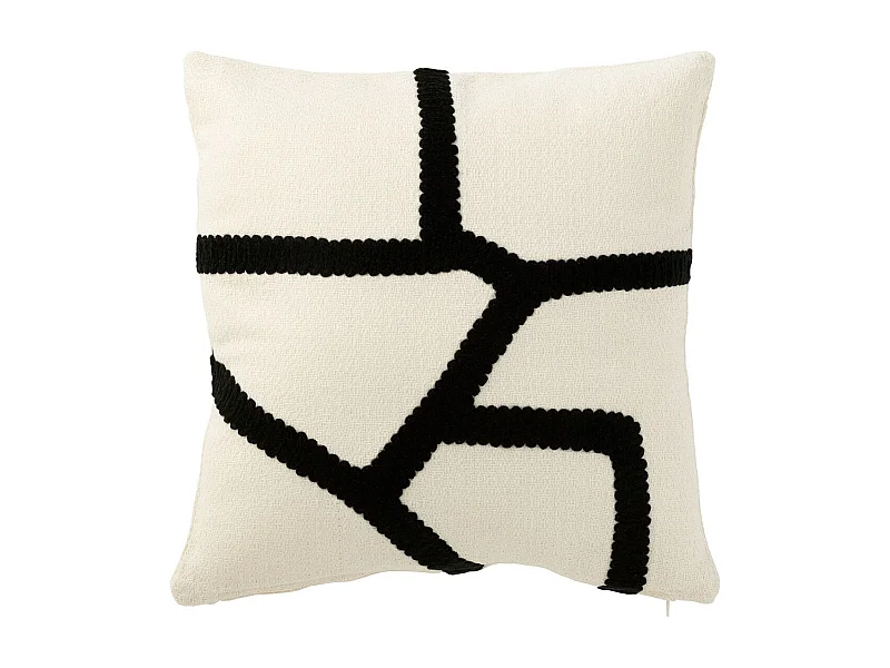 Coussin Déco "Ligne" 43x43cm Blanc & Noir