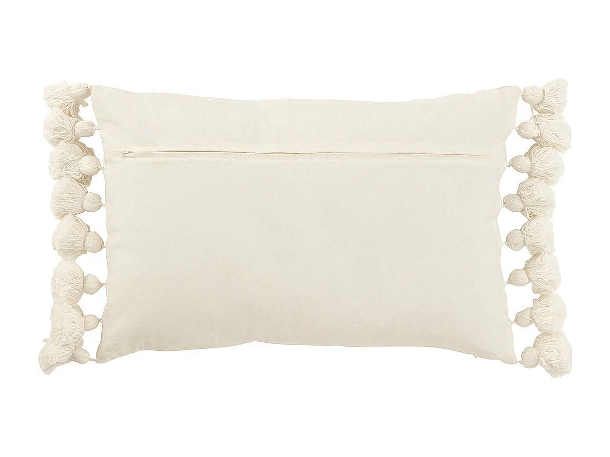 Coussin Déco Pompons "Bella" 38x59cm Blanc