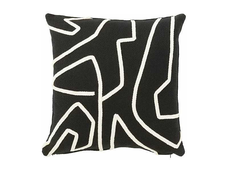 Coussin Déco Imprimé "Ligne" 43x43cm Noir