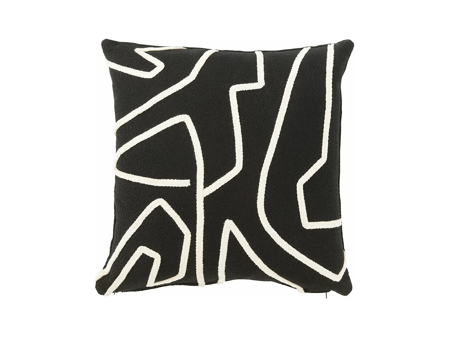 Coussin Déco Imprimé "Ligne" 43x43cm Noir