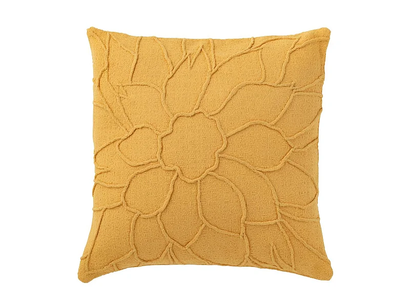 Coussin Déco "Fleur" 43x43cm Ocre