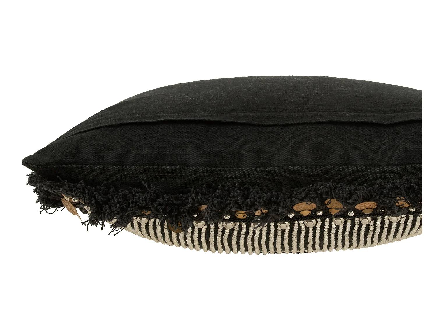 Coussin Déco Jute "Perle" 45x45cm Noir