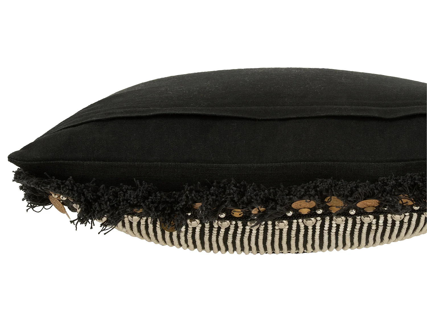 Coussin Déco Jute "Perle" 45x45cm Noir