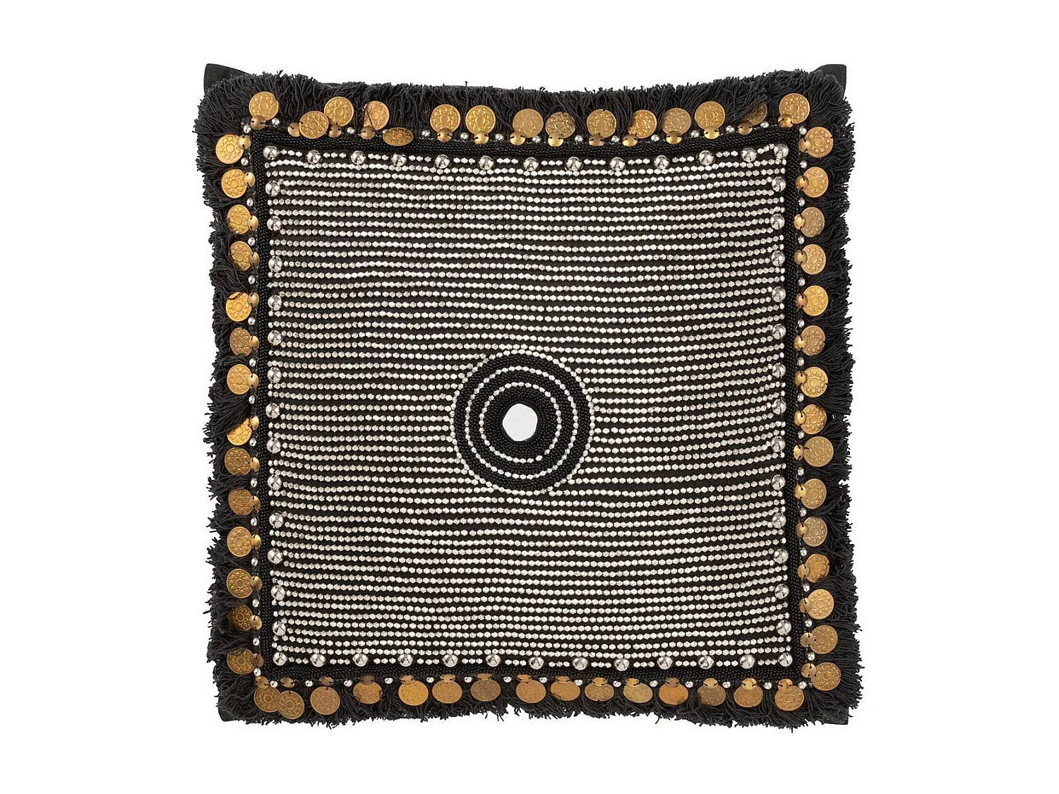 Coussin Déco Jute "Perle" 45x45cm Noir