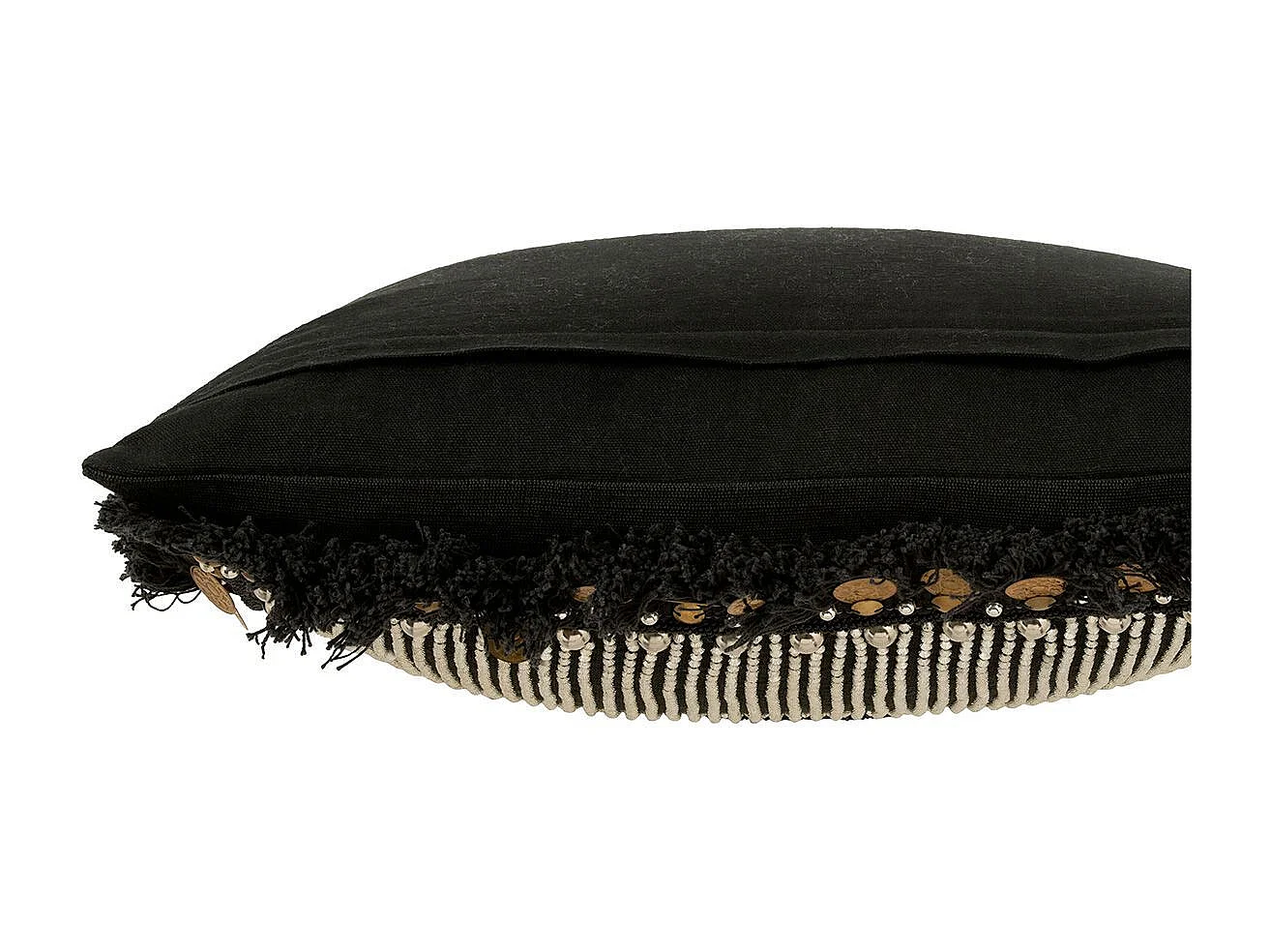 Coussin Déco Jute "Perle" 45x45cm Noir