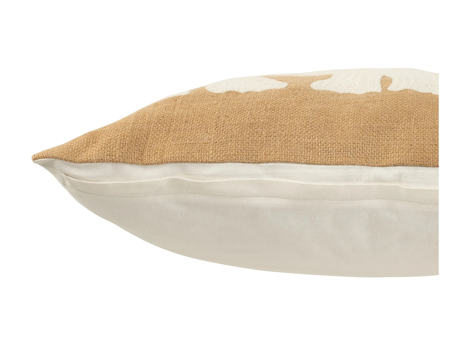 Coussin Déco Jute "Eléphant" 60x60cm Beige & Blanc