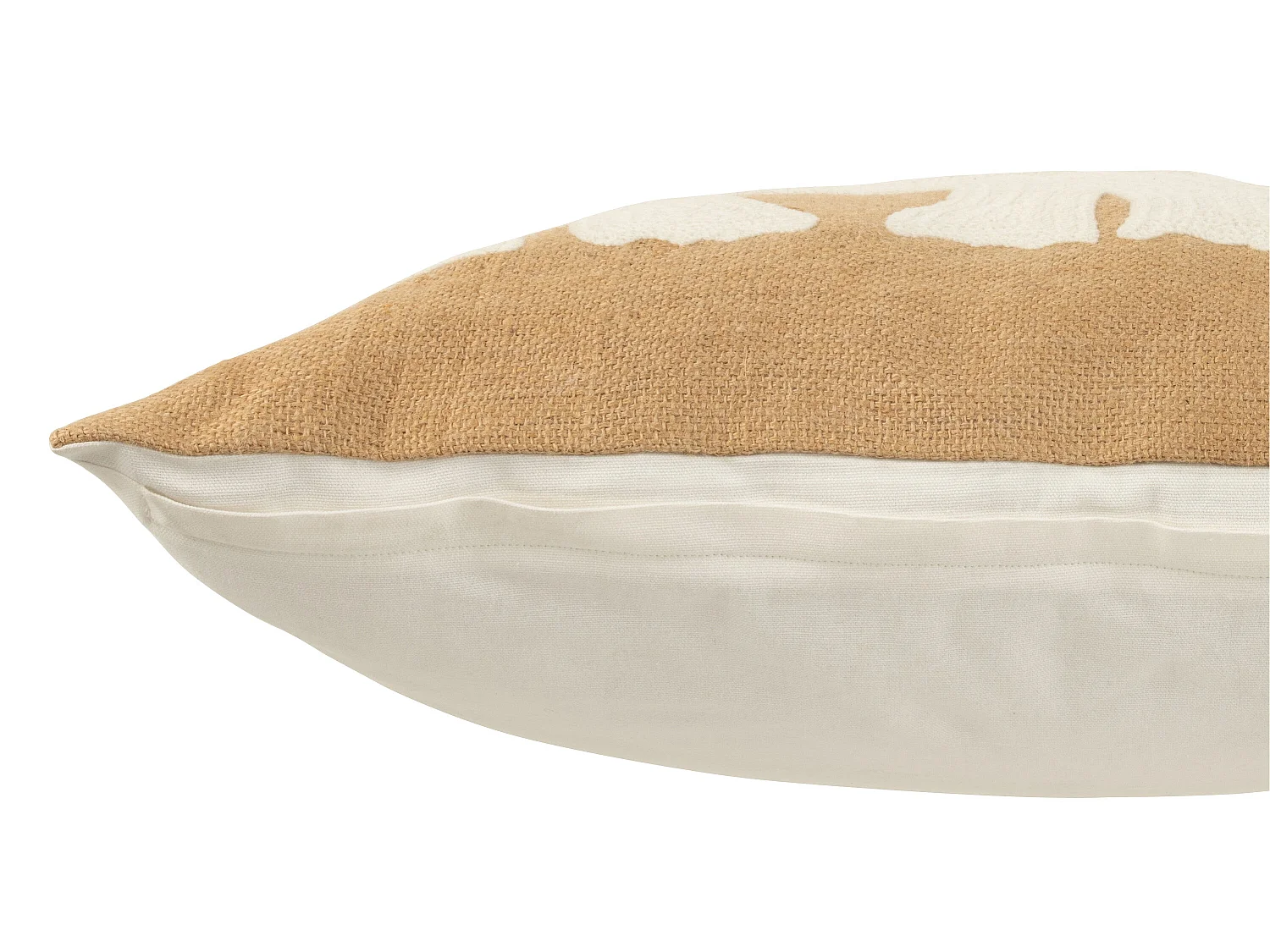 Coussin Déco Jute "Eléphant" 60x60cm Beige & Blanc