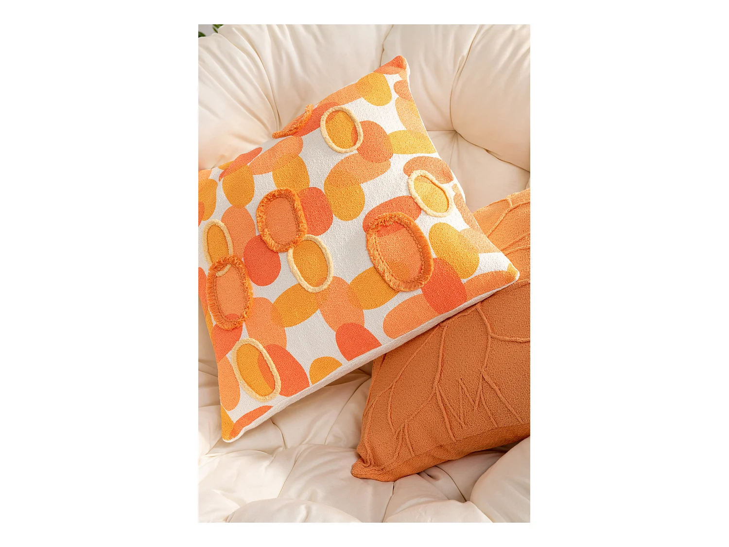 Coussin Déco "Fleur" 43x43cm Corail