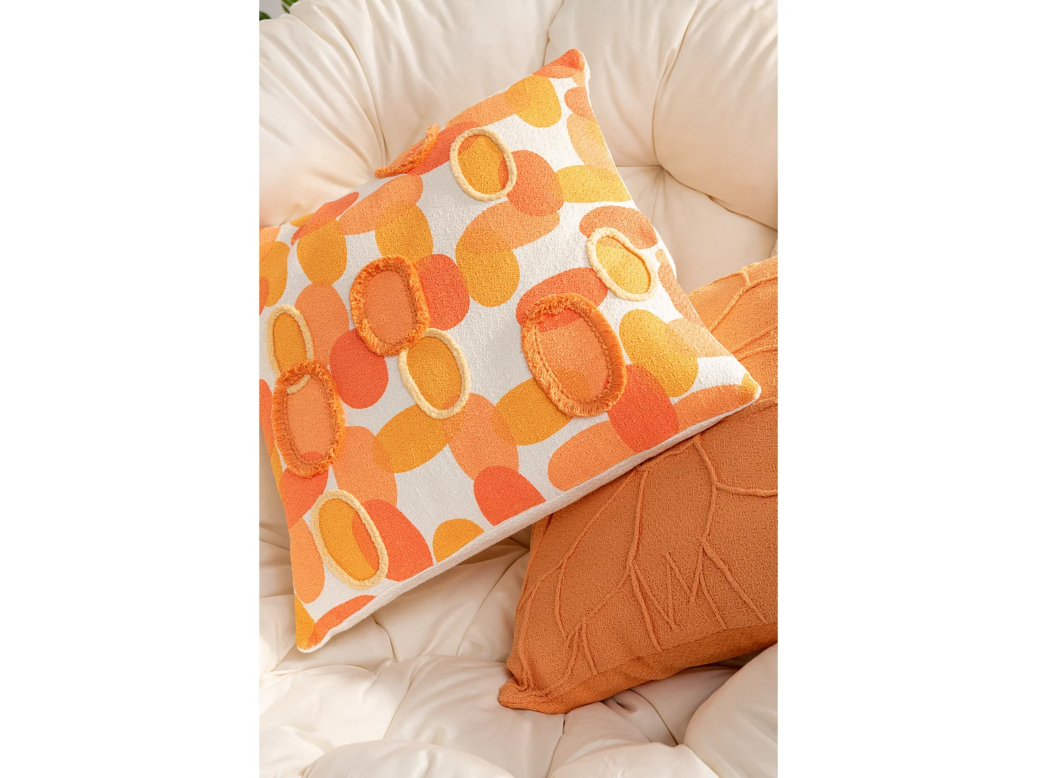 Coussin Déco "Fleur" 43x43cm Corail