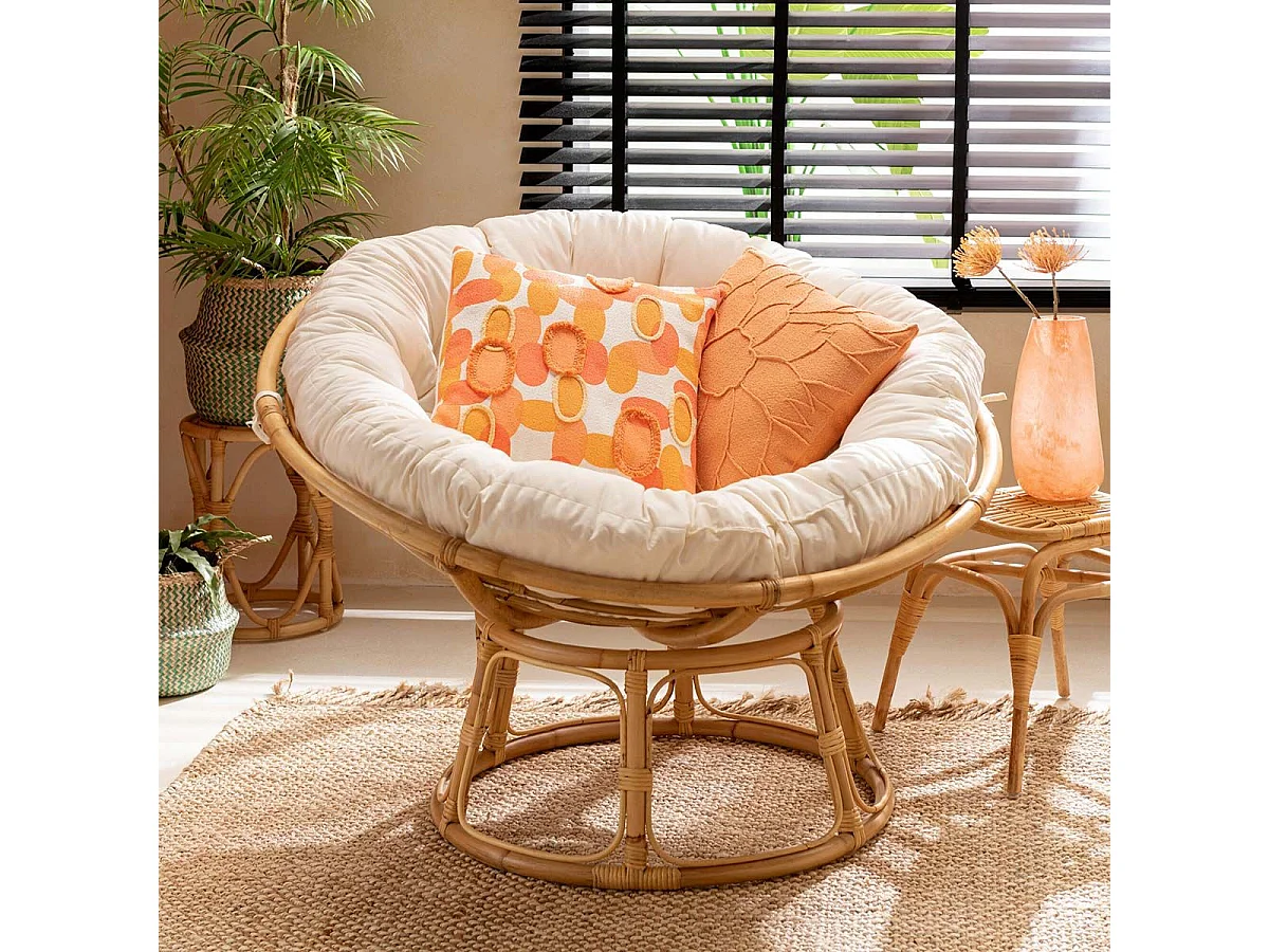 Coussin Déco "Fleur" 43x43cm Corail