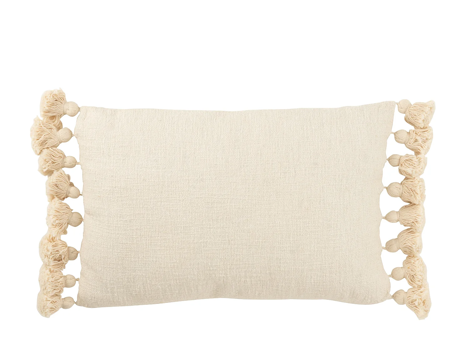Coussin Déco Pompons "Bella" 40x60cm Beige