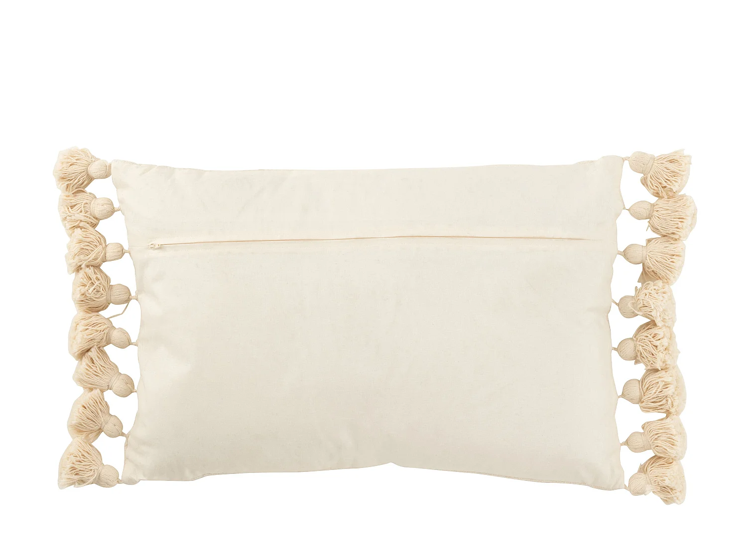 Coussin Déco Pompons "Bella" 40x60cm Beige