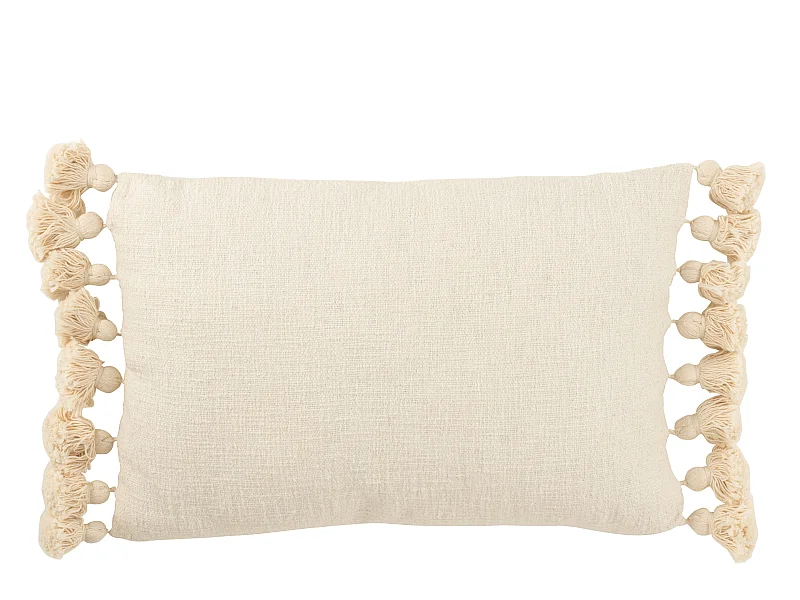 Coussin Déco Pompons "Bella" 40x60cm Beige