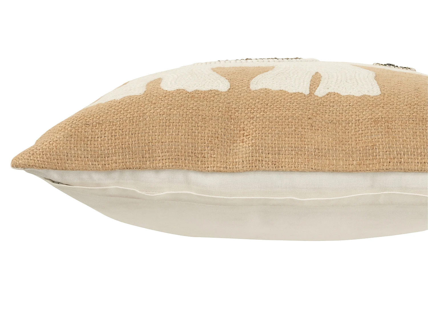 Coussin Déco Jute "Eléphant" 45x45cm Beige & Blanc