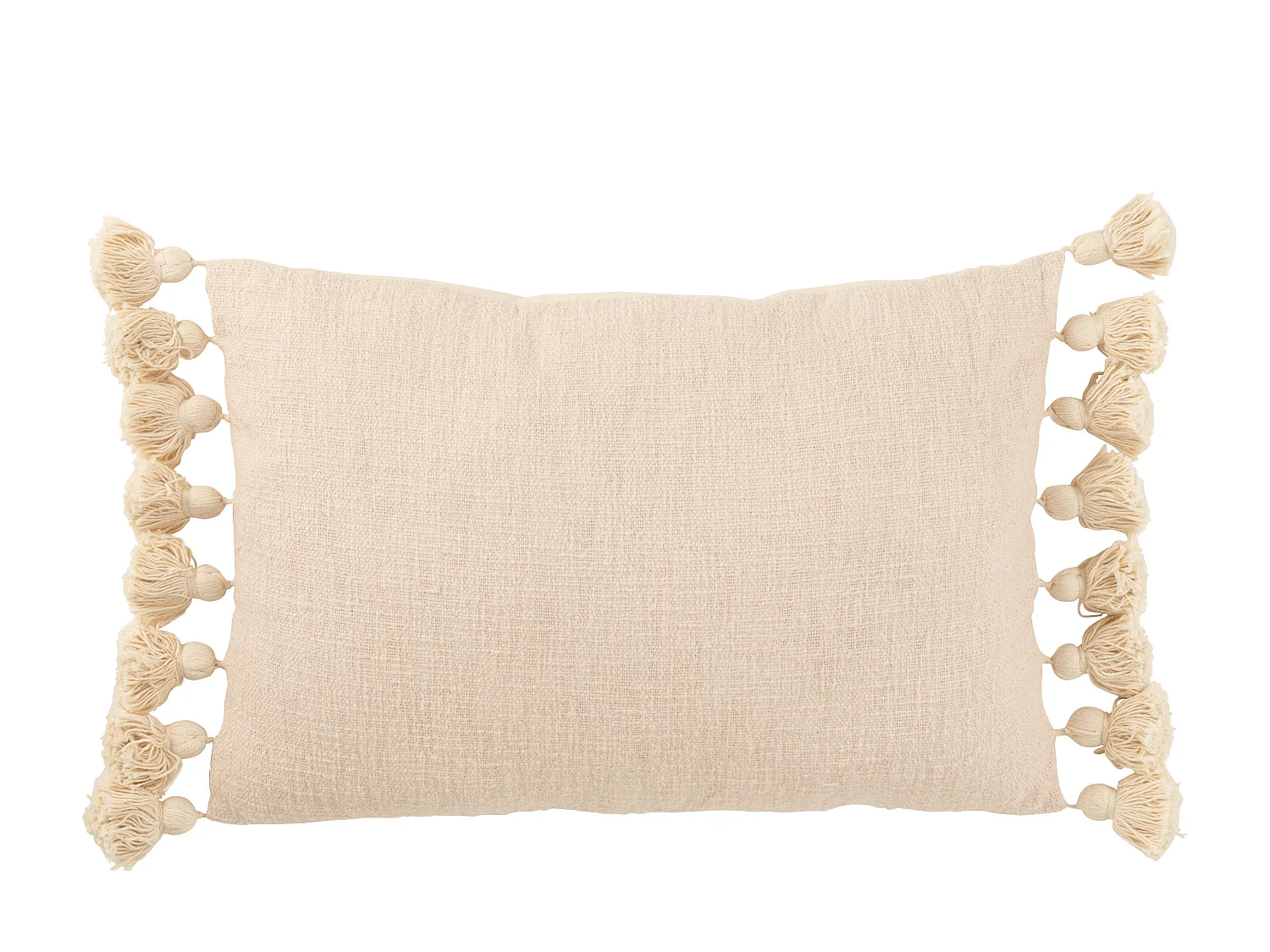 Coussin Déco Pompons "Bella" 37x58cm Pêche