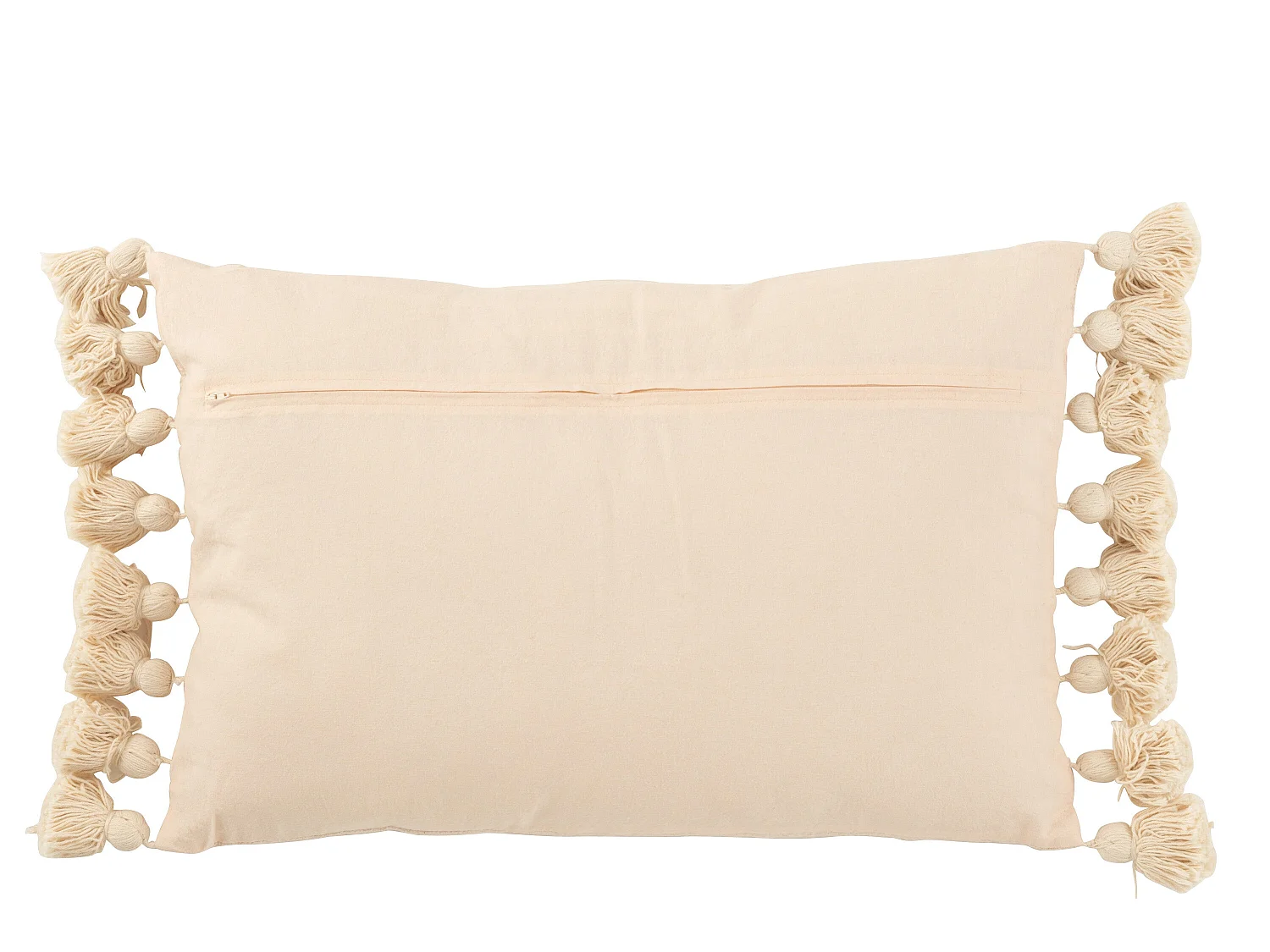 Coussin Déco Pompons "Bella" 37x58cm Pêche