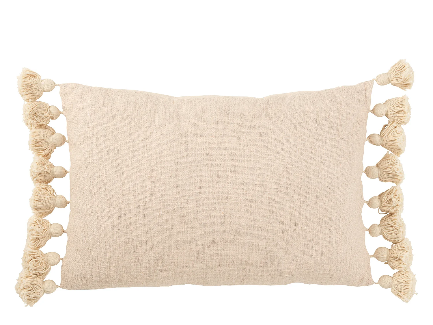 Coussin Déco Pompons "Bella" 37x58cm Pêche