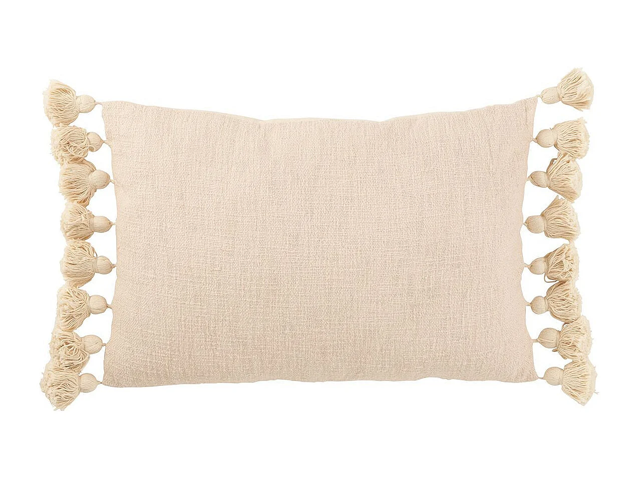 Coussin Déco Pompons "Bella" 37x58cm Pêche