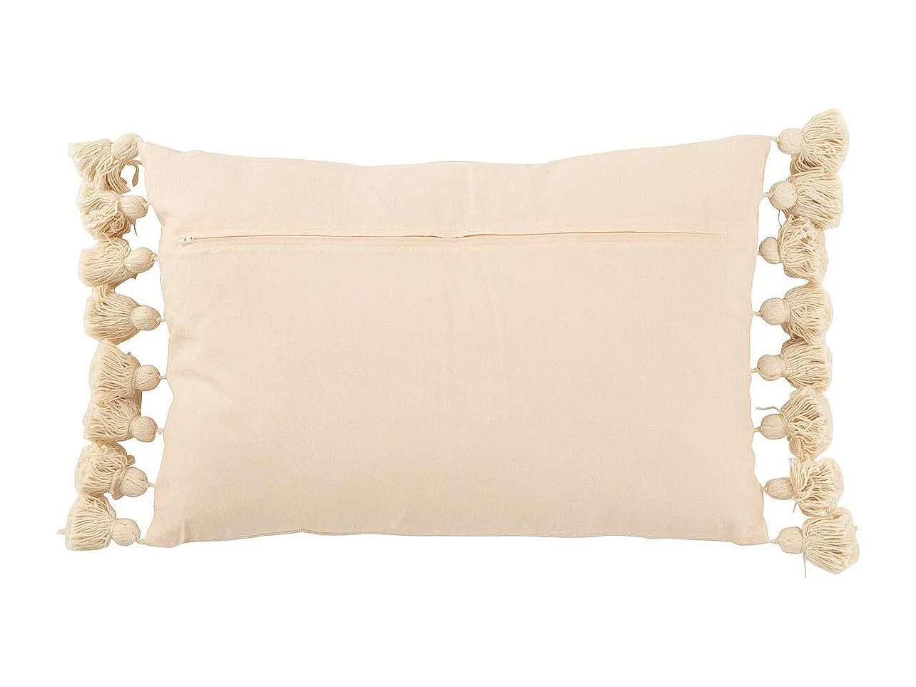 Coussin Déco Pompons "Bella" 37x58cm Pêche