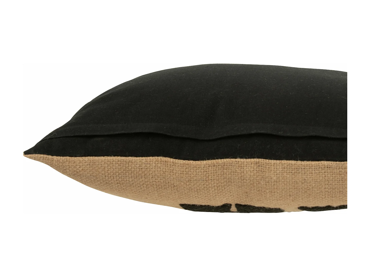 Coussin Déco Jute "Eléphant" 45x45cm Beige & Noir