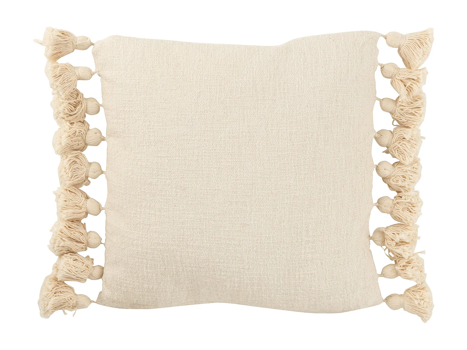 Coussin Déco Pompons "Bella" 48x48cm Beige