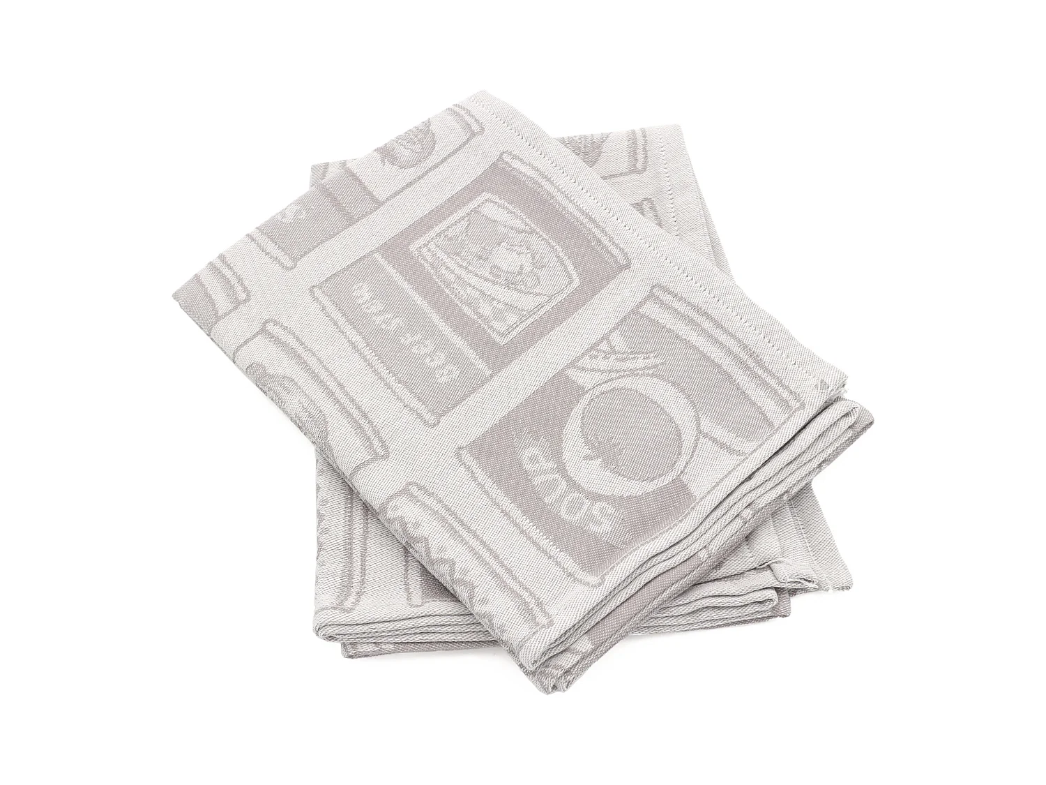 Lot de 2 torchons de cuisine toile 50x70 cm coton SOUP gris