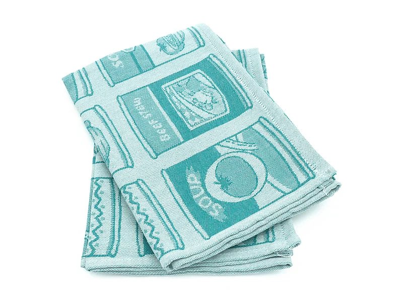 Lot de 2 torchons de cuisine toile 50x70 cm coton SOUP vert