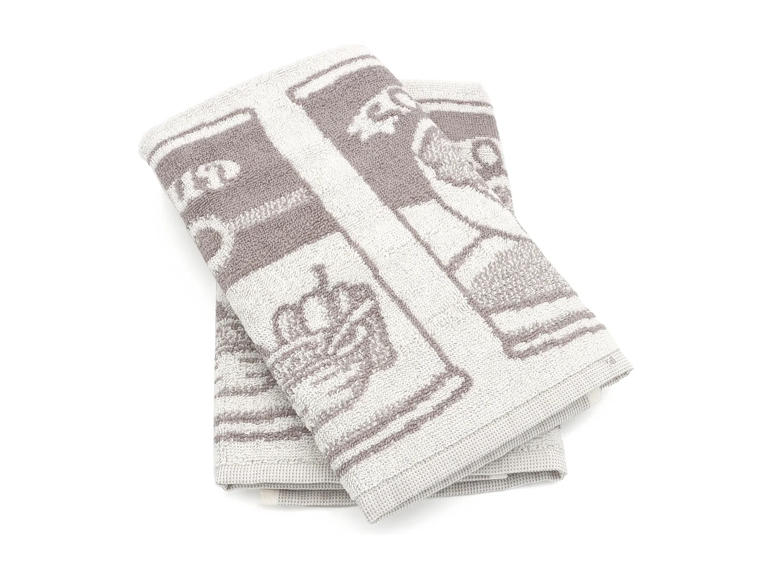 Lot de 2 torchons de cuisine éponge 50x50 cm coton SOUP gris