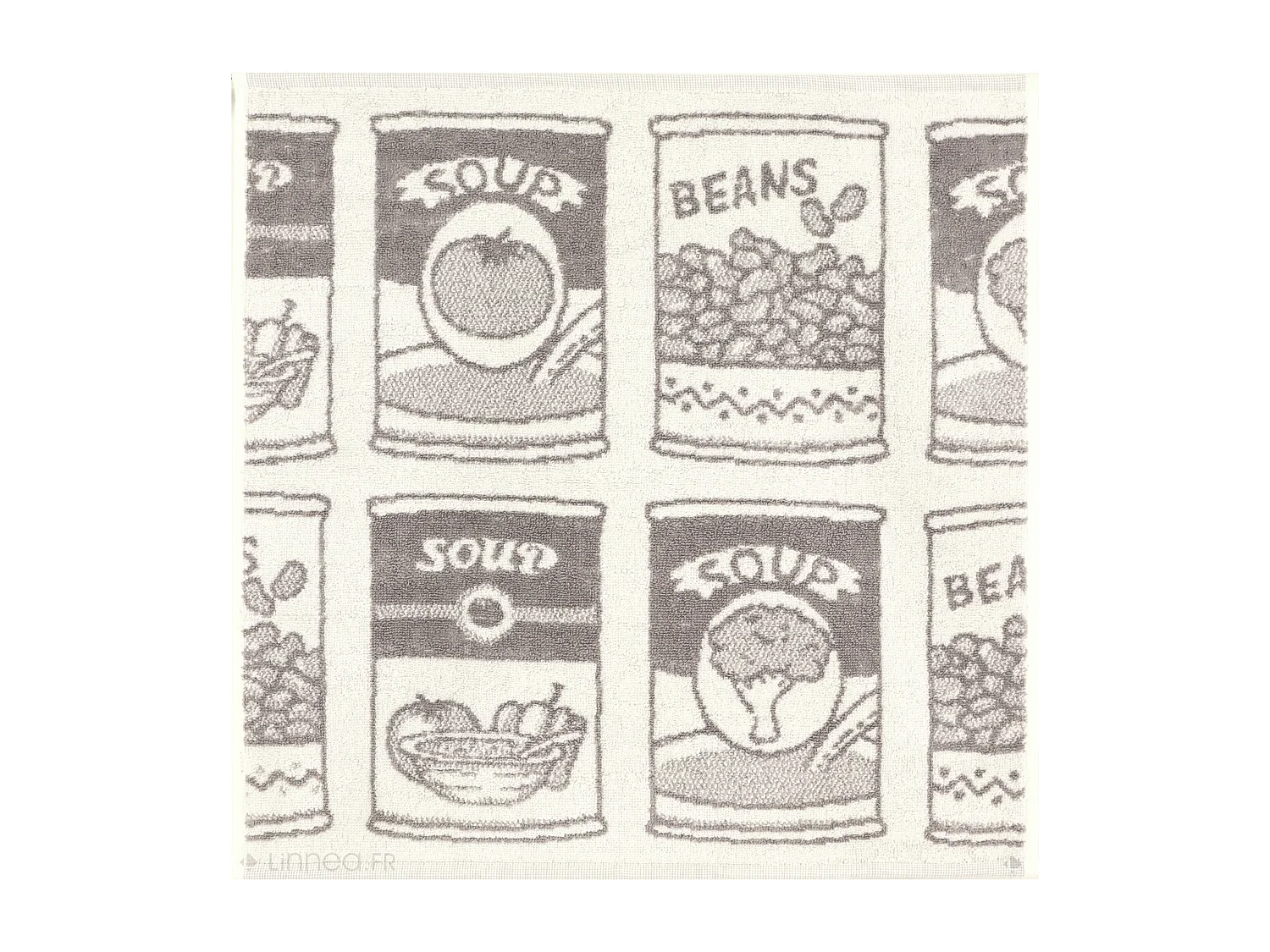 Lot de 2 torchons de cuisine éponge 50x50 cm coton SOUP gris