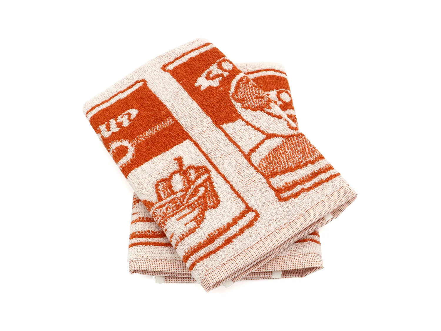 Lot de 2 torchons de cuisine éponge 50x50 cm coton SOUP orange