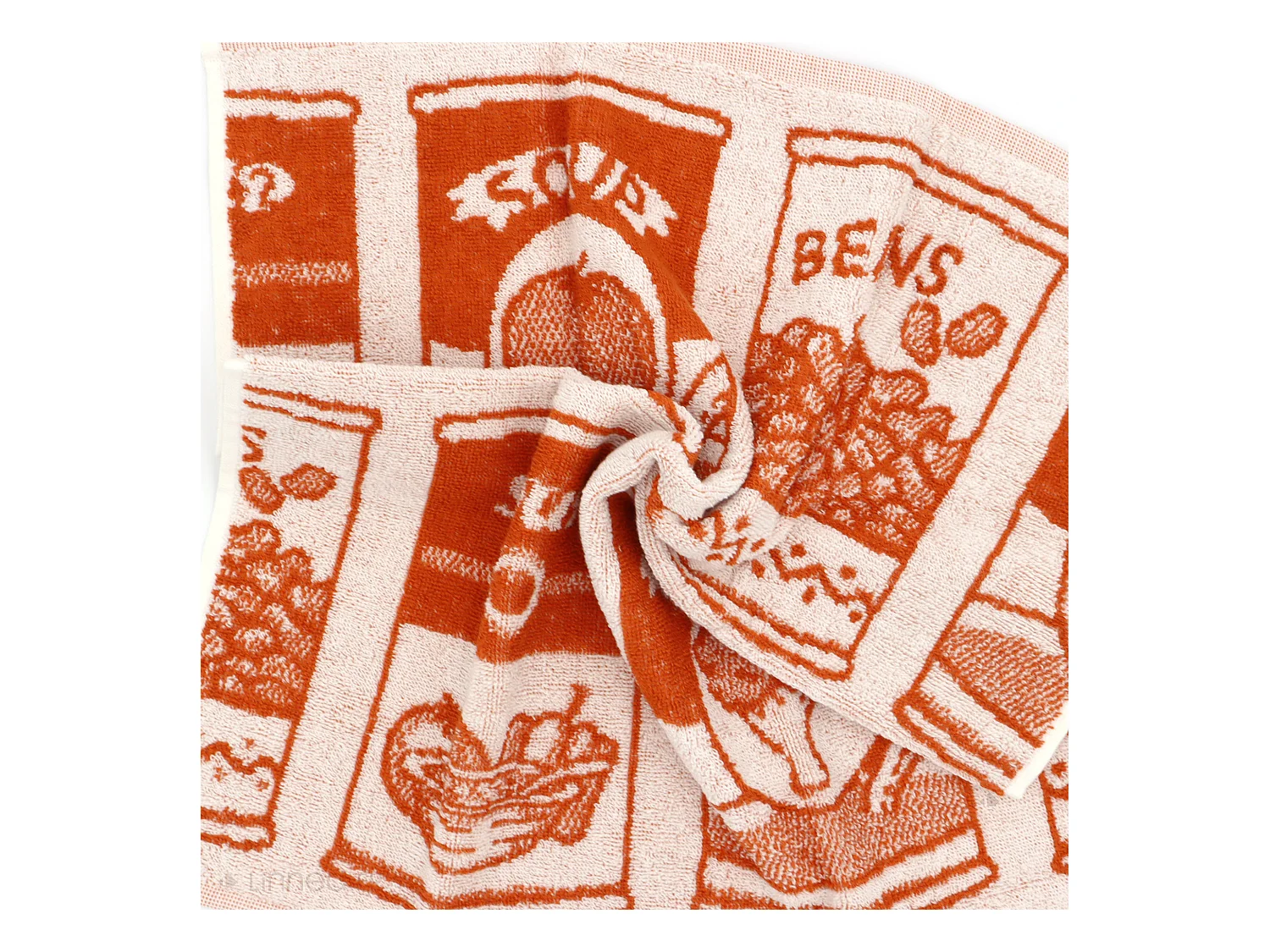 Lot de 2 torchons de cuisine éponge 50x50 cm coton SOUP orange