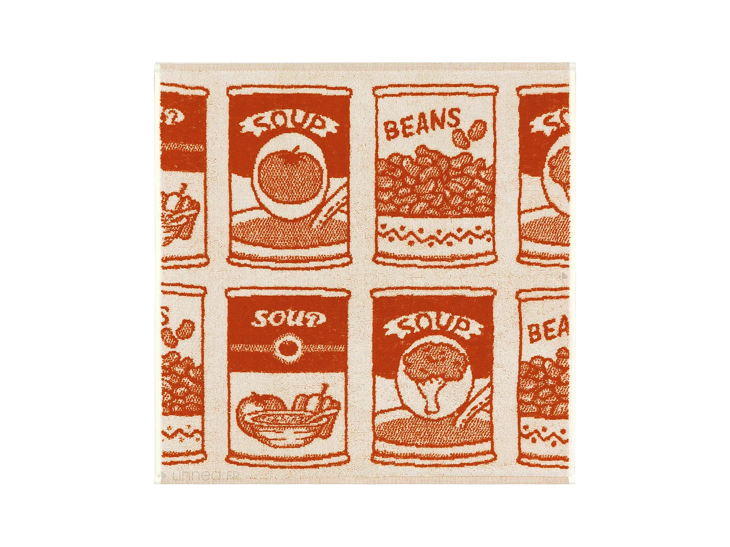 Lot de 2 torchons de cuisine éponge 50x50 cm coton SOUP orange