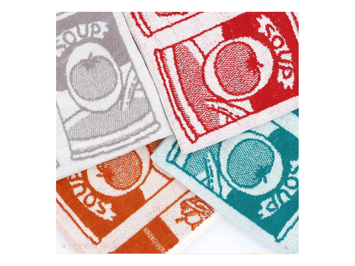 Lot de 2 torchons de cuisine éponge 50x50 cm coton SOUP orange