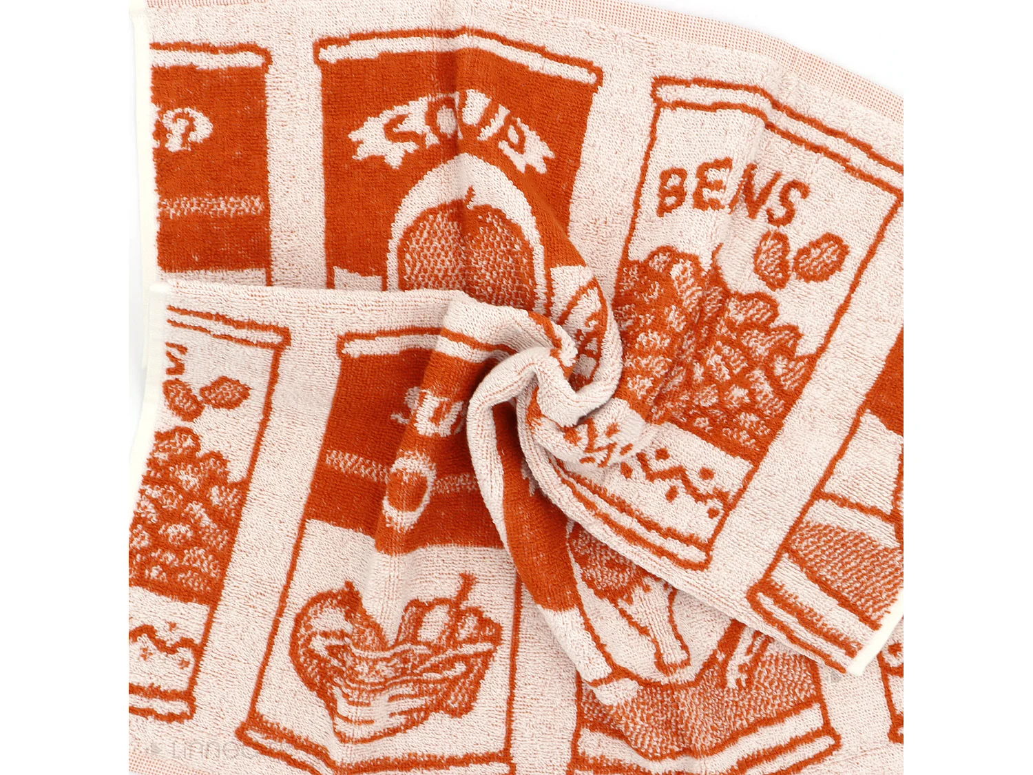 Lot de 2 torchons de cuisine éponge 50x50 cm coton SOUP orange