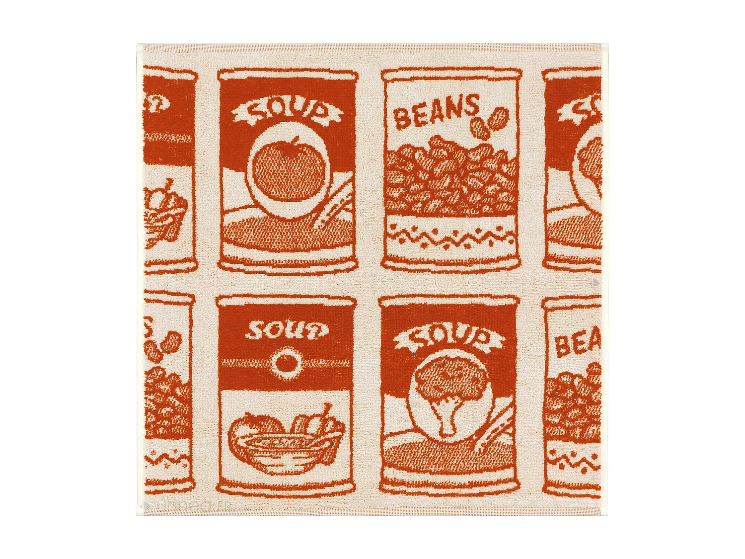 Lot de 2 torchons de cuisine éponge 50x50 cm coton SOUP orange