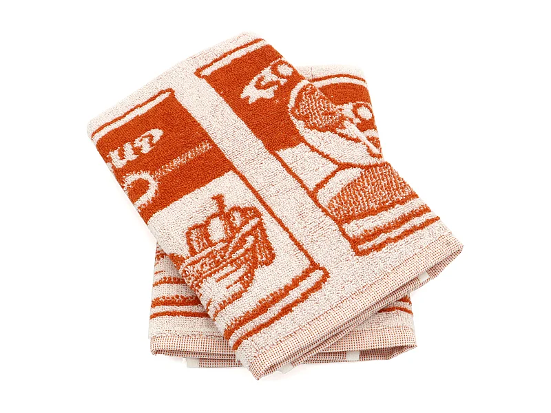 Lot de 2 torchons de cuisine éponge 50x50 cm coton SOUP orange