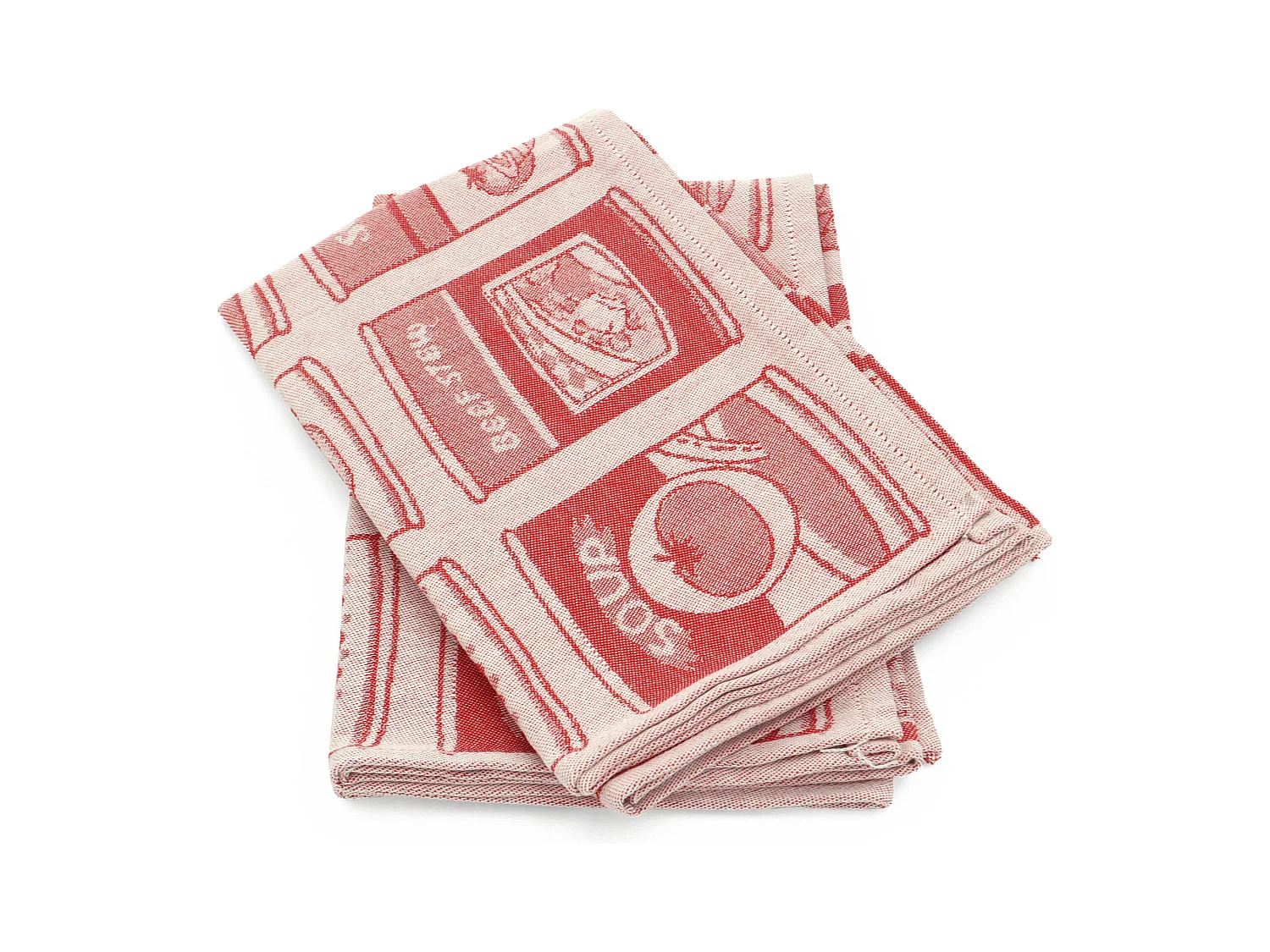 Lot de 2 torchons de cuisine toile 50x70 cm coton SOUP rouge
