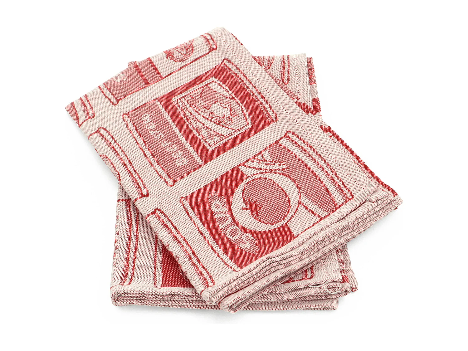 Lot de 2 torchons de cuisine toile 50x70 cm coton SOUP rouge