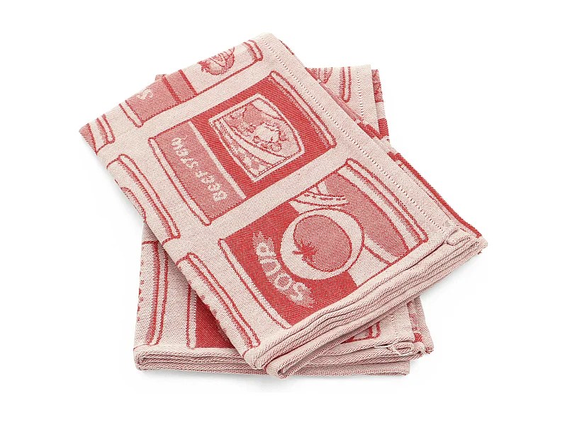 Lot de 2 torchons de cuisine toile 50x70 cm coton SOUP rouge