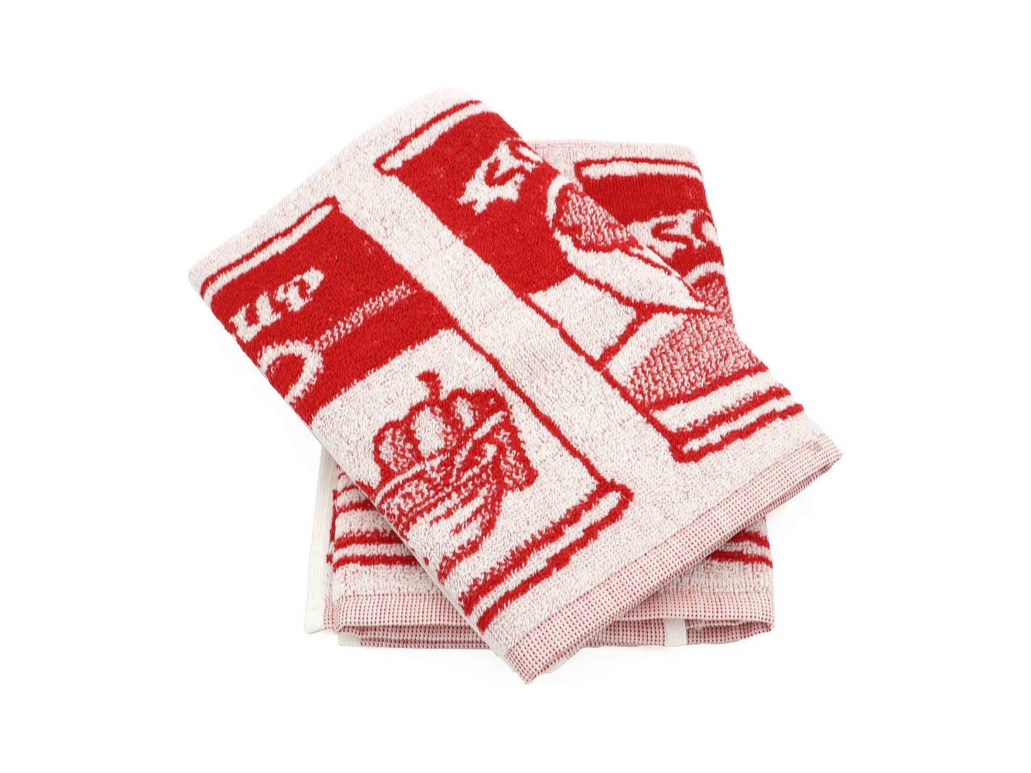 Lot de 2 torchons de cuisine éponge 50x50 cm coton SOUP rouge