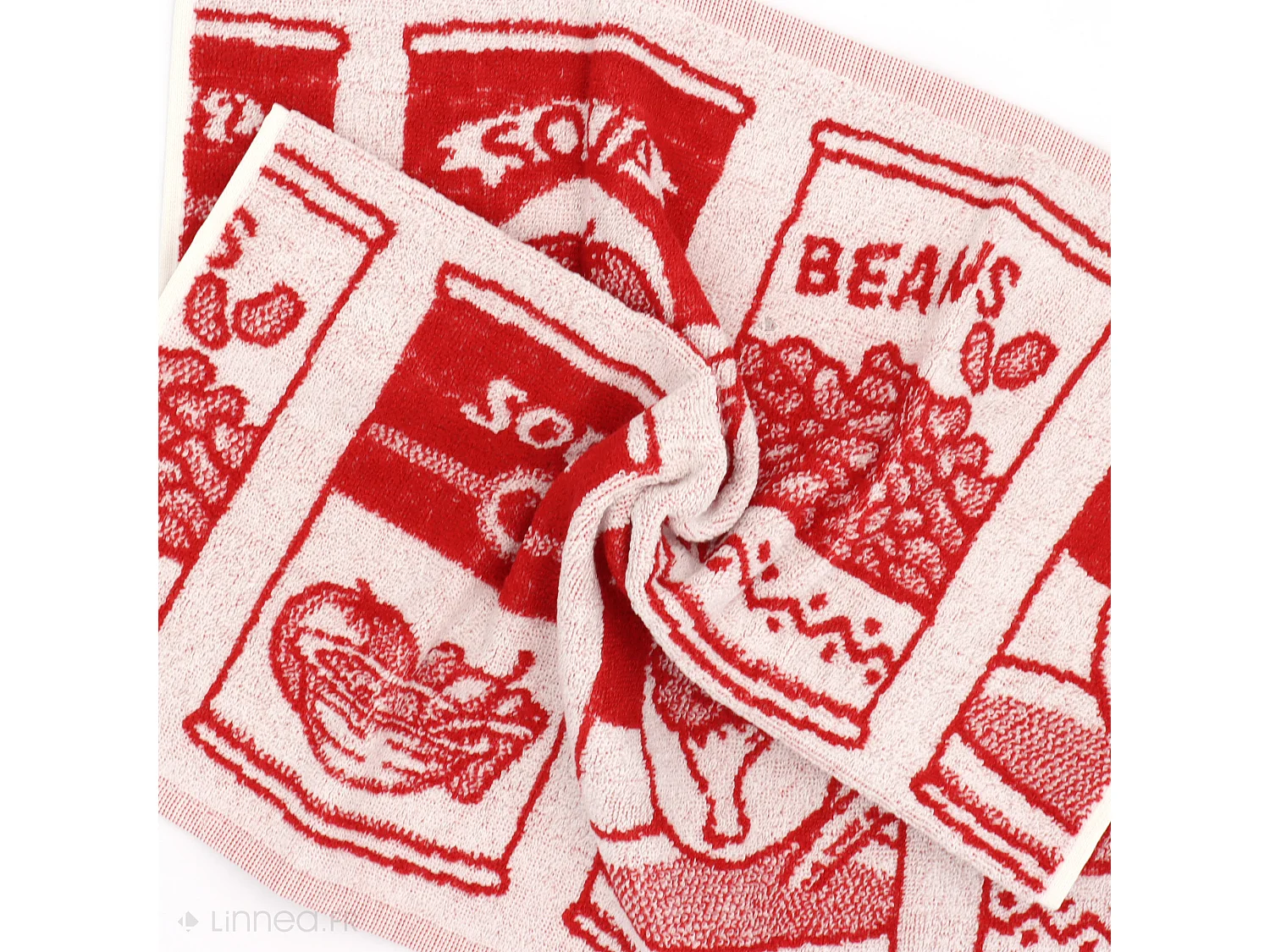 Lot de 2 torchons de cuisine éponge 50x50 cm coton SOUP rouge