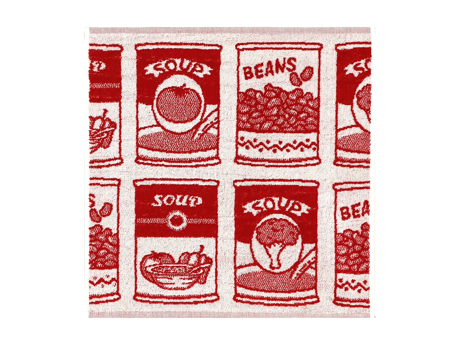 Lot de 2 torchons de cuisine éponge 50x50 cm coton SOUP rouge