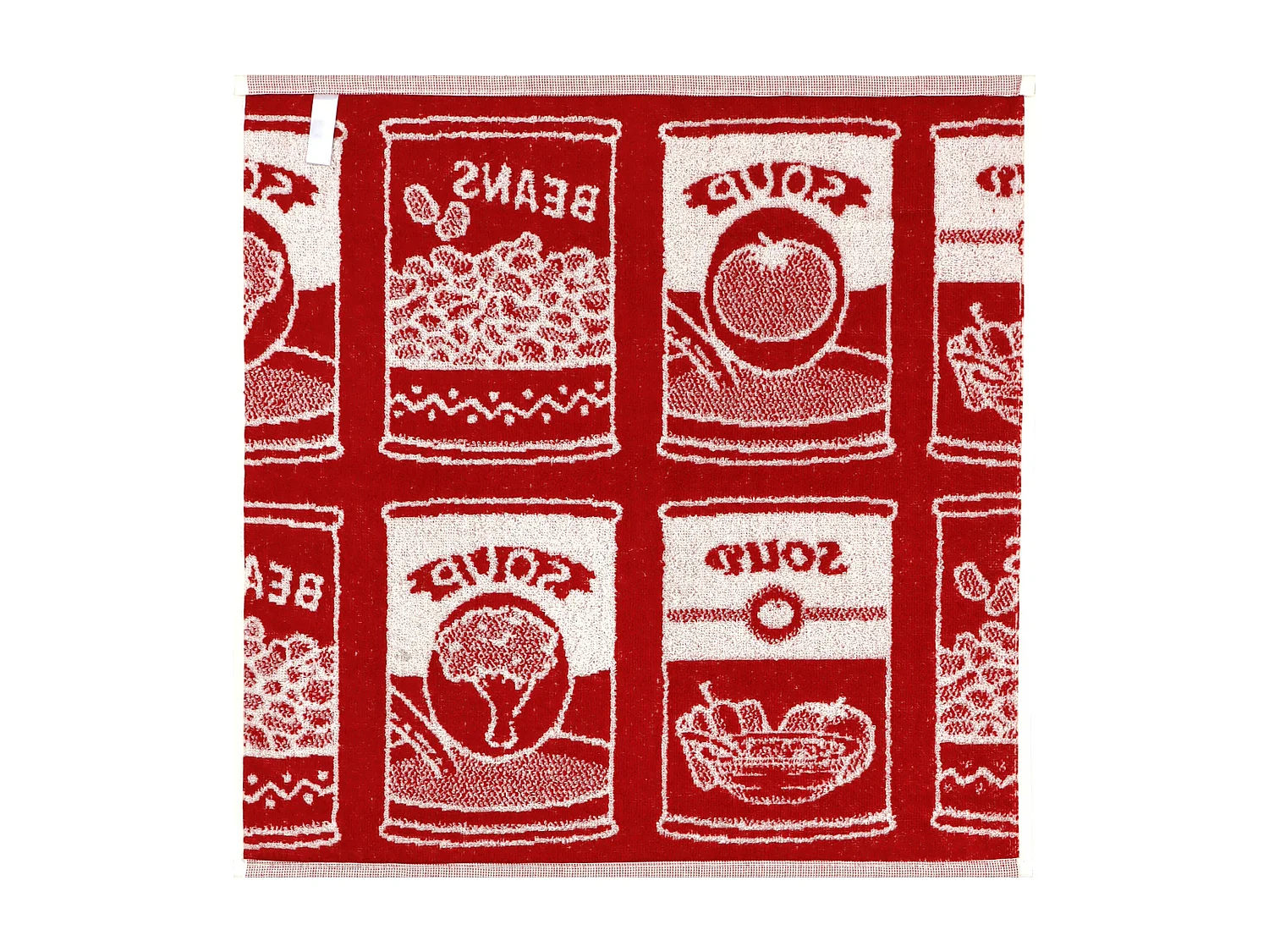 Lot de 2 torchons de cuisine éponge 50x50 cm coton SOUP rouge