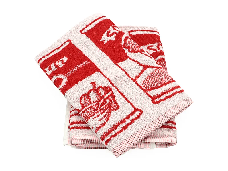 Lot de 2 torchons de cuisine éponge 50x50 cm coton SOUP rouge