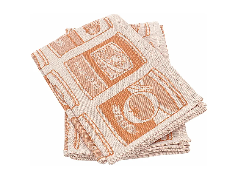 Lot de 2 torchons de cuisine toile 50x70 cm coton SOUP orange