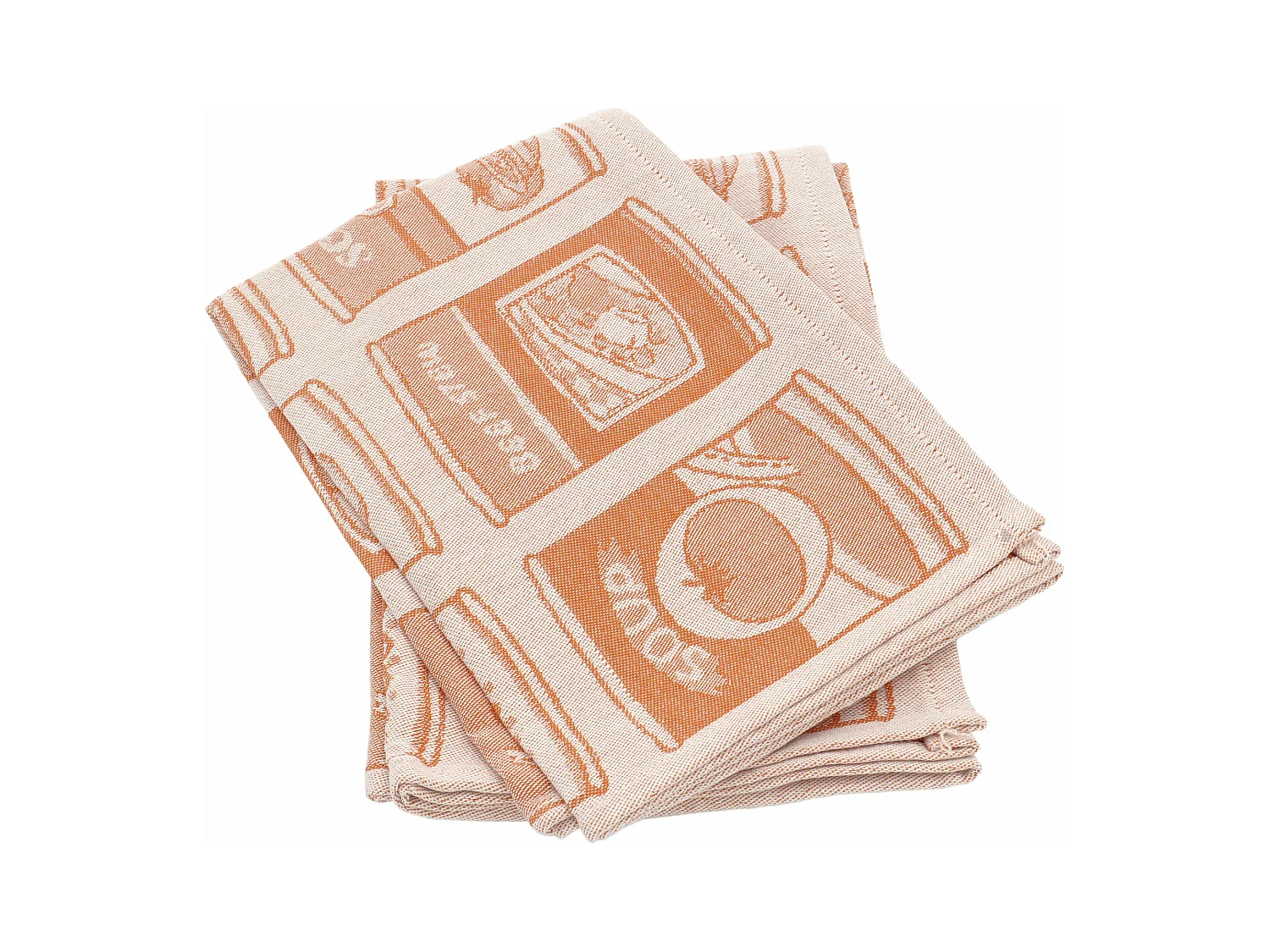 Lot de 2 torchons de cuisine toile 50x70 cm coton SOUP orange