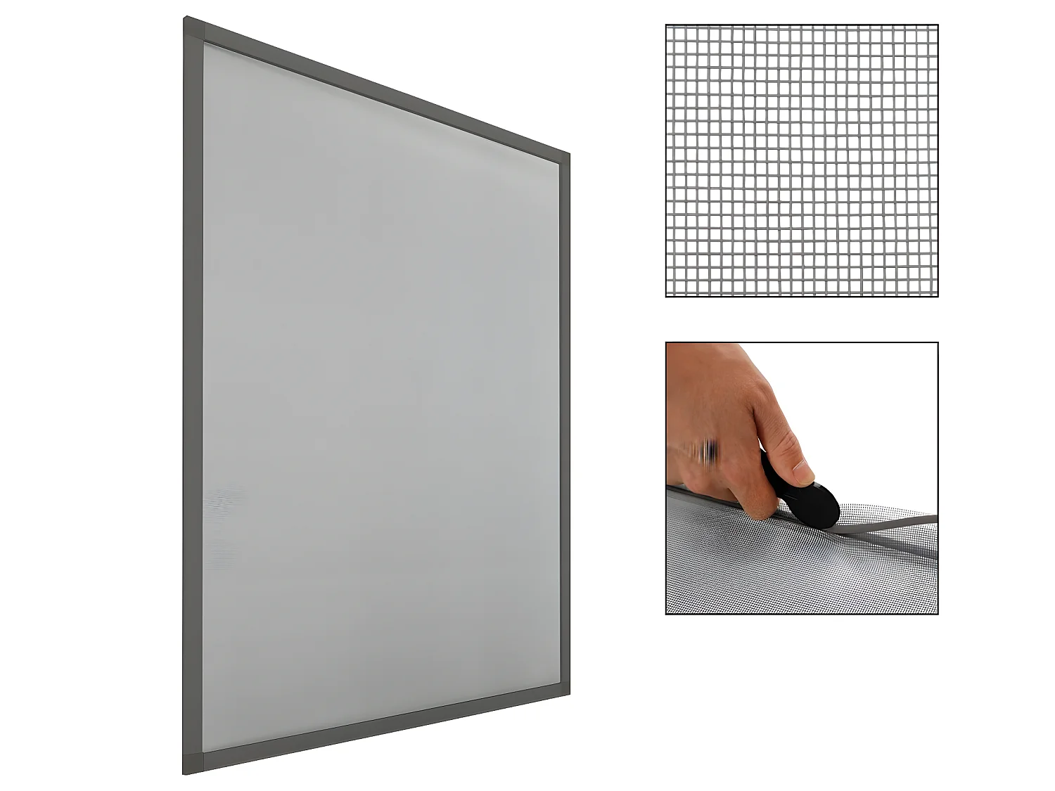 Moustiquaire pour fenêtre 120x140 cm cadre aluminium gris ECD Germany